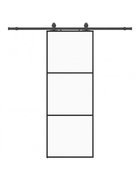 Porta Scorrevole con Ferramenta Nera 76x205 cm in Vetro ESG