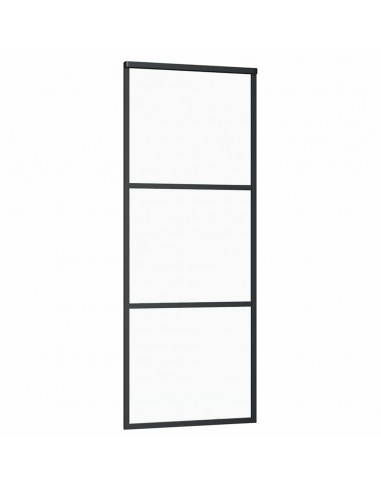 Porta Scorrevole con Ferramenta Nera 76x205 cm in Vetro ESG