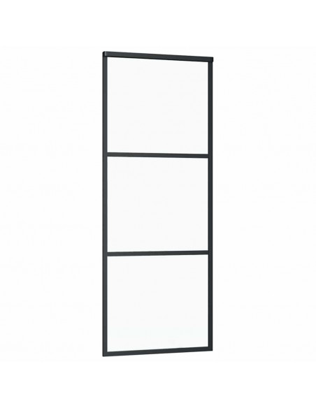 Porta Scorrevole con Ferramenta Nera 76x205 cm in Vetro ESG