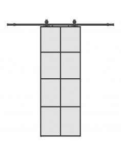 Porta Scorrevole con Ferramenta Nera 76x205 cm in Vetro ESG 2