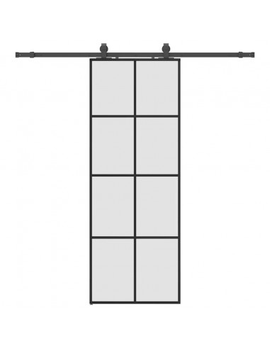 Porta Scorrevole con Ferramenta Nera 76x205 cm in Vetro ESG