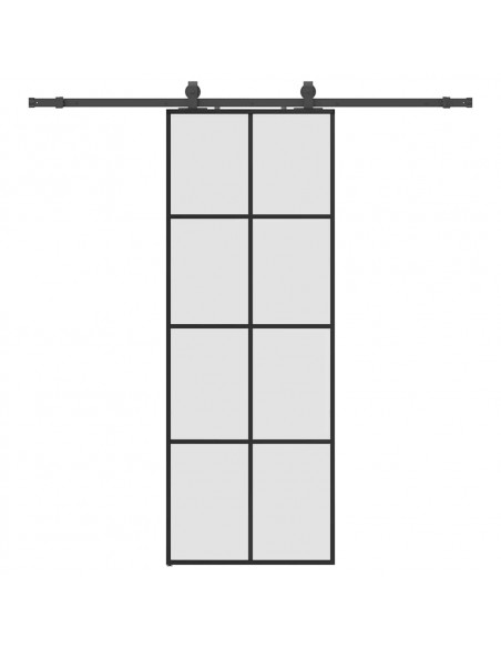Porta Scorrevole con Ferramenta Nera 76x205 cm in Vetro ESG