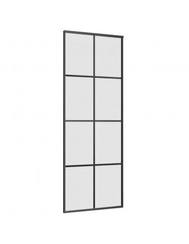Porta Scorrevole con Ferramenta Nera 76x205 cm in Vetro ESG