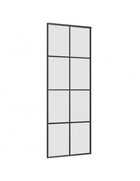 Porta Scorrevole con Ferramenta Nera 76x205 cm in Vetro ESG