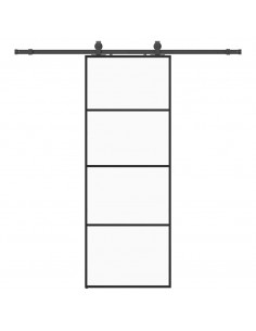 Porta Scorrevole con Ferramenta Nera 76x205 cm in Vetro ESG 2