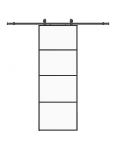 Porta Scorrevole con Ferramenta Nera 76x205 cm in Vetro ESG