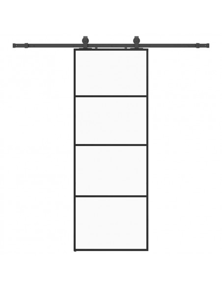 Porta Scorrevole con Ferramenta Nera 76x205 cm in Vetro ESG