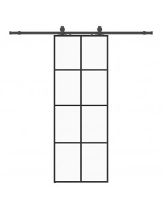 Porta Scorrevole con Ferramenta Nera 76x205 cm in Vetro ESG 2