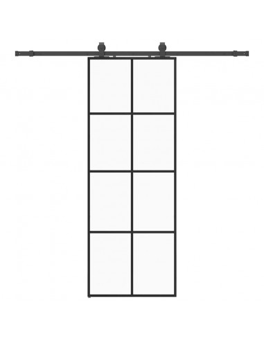 Porta Scorrevole con Ferramenta Nera 76x205 cm in Vetro ESG