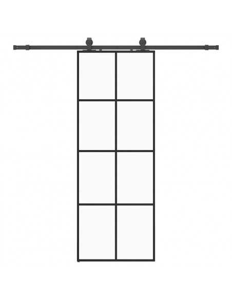 Porta Scorrevole con Ferramenta Nera 76x205 cm in Vetro ESG