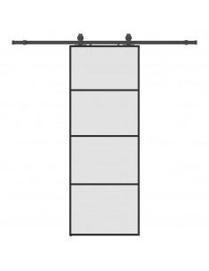 Porta Scorrevole con Ferramenta Nera 76x205 cm in Vetro ESG 2