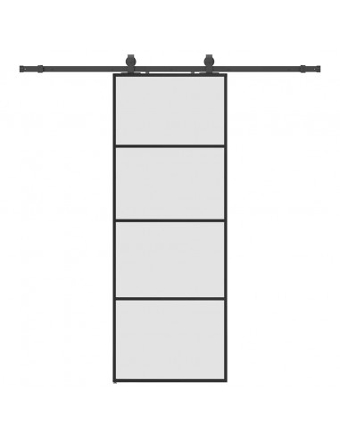 Porta Scorrevole con Ferramenta Nera 76x205 cm in Vetro ESG