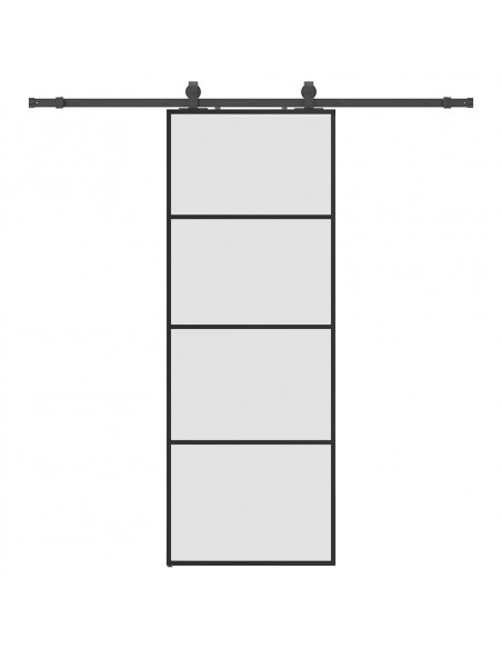 Porta Scorrevole con Ferramenta Nera 76x205 cm in Vetro ESG