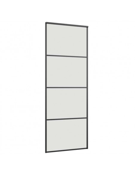 Porta Scorrevole con Ferramenta Nera 76x205 cm in Vetro ESG