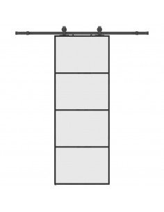 Porta Scorrevole con Ferramenta Nera 76x205 cm in Vetro ESG 2