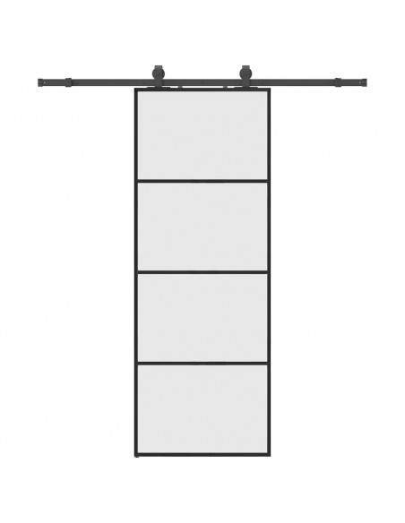 Porta Scorrevole con Ferramenta Nera 76x205 cm in Vetro ESG
