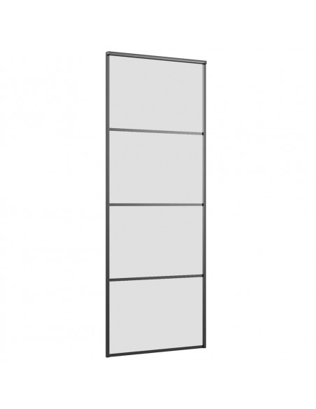 Porta Scorrevole con Ferramenta Nera 76x205 cm in Vetro ESG