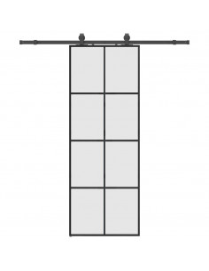 Porta Scorrevole con Ferramenta Nera 76x205 cm in Vetro ESG 2