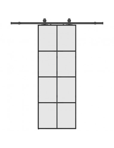 Porta Scorrevole con Ferramenta Nera 76x205 cm in Vetro ESG