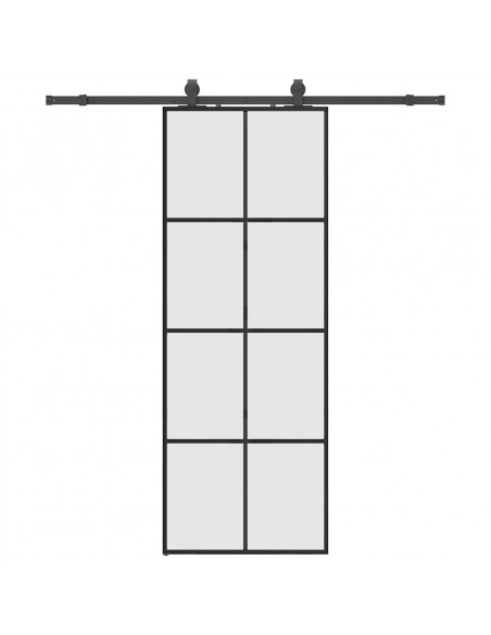 Porta Scorrevole con Ferramenta Nera 76x205 cm in Vetro ESG