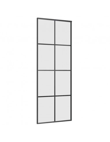 Porta Scorrevole con Ferramenta Nera 76x205 cm in Vetro ESG