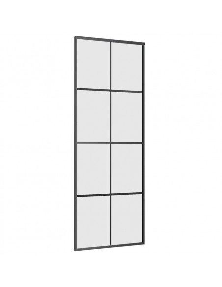 Porta Scorrevole con Ferramenta Nera 76x205 cm in Vetro ESG