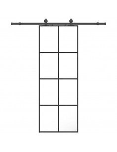 Porta Scorrevole con Ferramenta Nera 76x205 cm in Vetro ESG 2