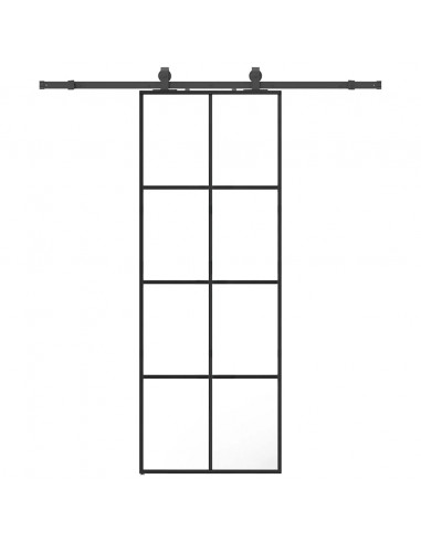 Porta Scorrevole con Ferramenta Nera 76x205 cm in Vetro ESG