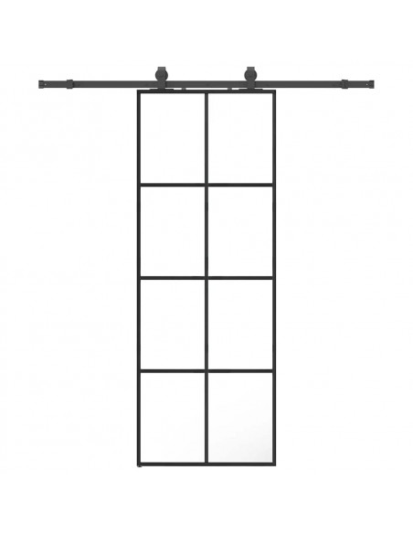 Porta Scorrevole con Ferramenta Nera 76x205 cm in Vetro ESG