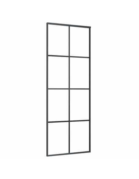 Porta Scorrevole con Ferramenta Nera 76x205 cm in Vetro ESG
