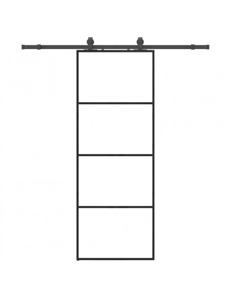 Porta Scorrevole con Ferramenta Nera 76x205 cm in Vetro ESG