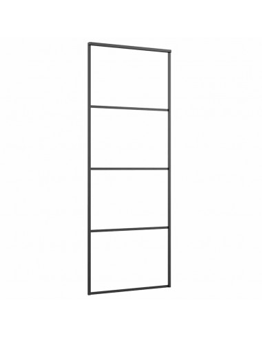 Porta Scorrevole con Ferramenta Nera 76x205 cm in Vetro ESG