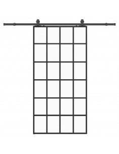 Porta Scorrevole con Ferramenta Nera 102x205 cm in Vetro ESG 2