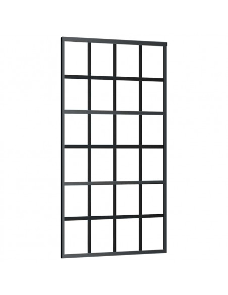 Porta Scorrevole con Ferramenta Nera 102x205 cm in Vetro ESG