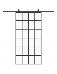 Porta Scorrevole con Ferramenta Nera 102x205 cm in Vetro ESG 2