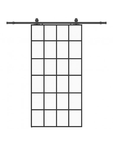 Porta Scorrevole con Ferramenta Nera 102x205 cm in Vetro ESG