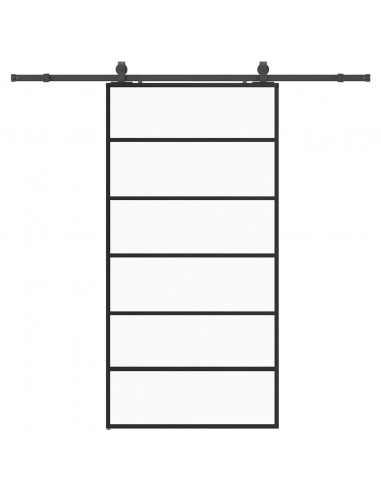 Porta Scorrevole con Ferramenta Nera 102x205 cm in Vetro ESG