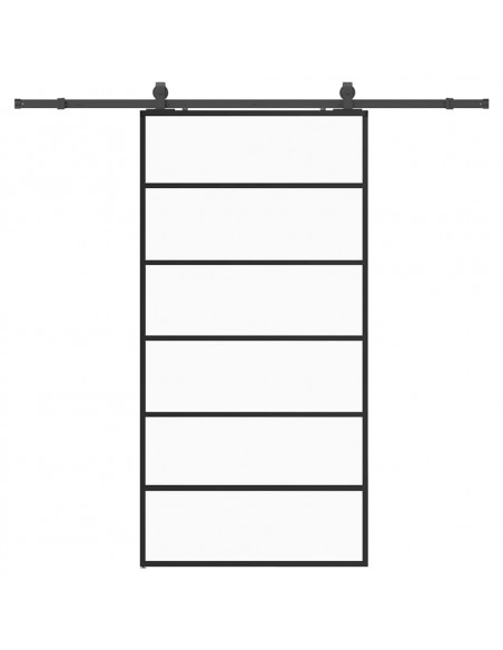 Porta Scorrevole con Ferramenta Nera 102x205 cm in Vetro ESG