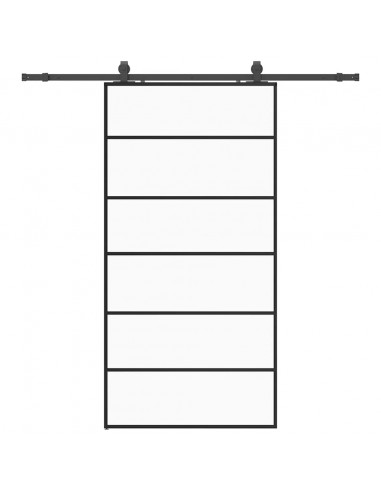 Porta Scorrevole con Ferramenta Nera 102x205 cm in Vetro ESG