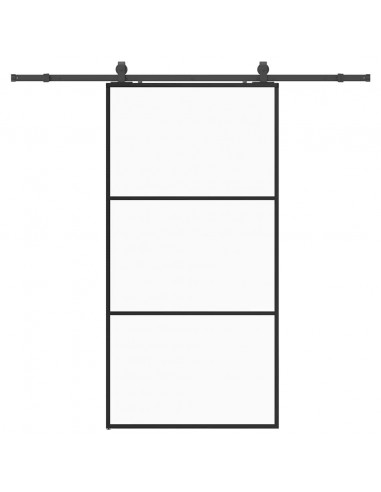 Porta Scorrevole con Ferramenta Nera 102x205 cm in Vetro ESG