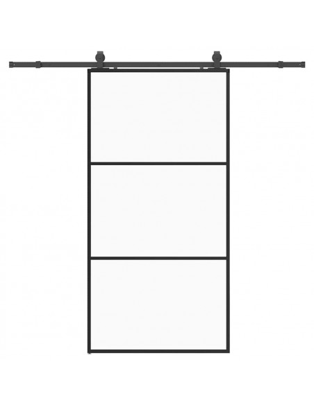 Porta Scorrevole con Ferramenta Nera 102x205 cm in Vetro ESG
