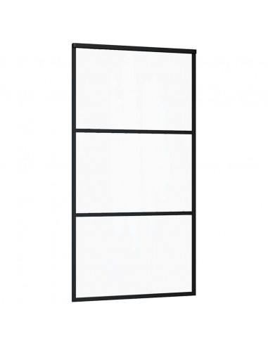 Porta Scorrevole con Ferramenta Nera 102x205 cm in Vetro ESG