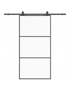 Porta Scorrevole con Ferramenta Nera 102x205 cm in Vetro ESG 2