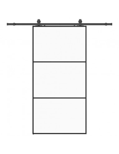 Porta Scorrevole con Ferramenta Nera 102x205 cm in Vetro ESG