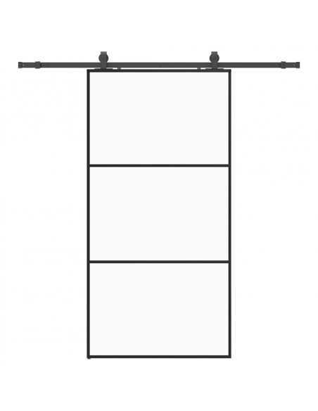 Porta Scorrevole con Ferramenta Nera 102x205 cm in Vetro ESG