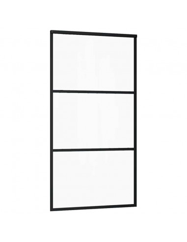 Porta Scorrevole con Ferramenta Nera 102x205 cm in Vetro ESG