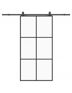 Porta Scorrevole con Ferramenta Nera 102x205 cm in Vetro ESG 2