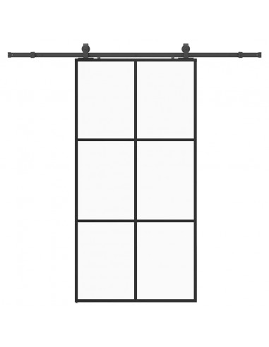 Porta Scorrevole con Ferramenta Nera 102x205 cm in Vetro ESG
