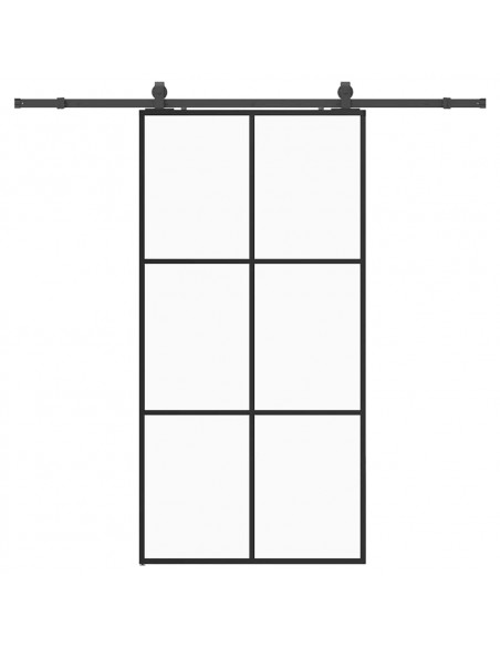 Porta Scorrevole con Ferramenta Nera 102x205 cm in Vetro ESG