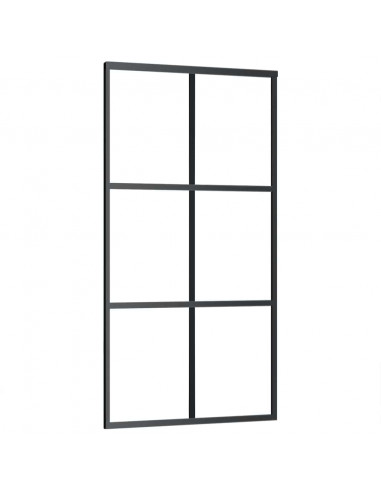 Porta Scorrevole con Ferramenta Nera 102x205 cm in Vetro ESG